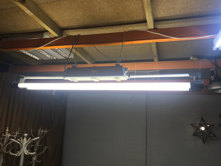 Vintage industrial CZECH warehouse fluro lights #2410