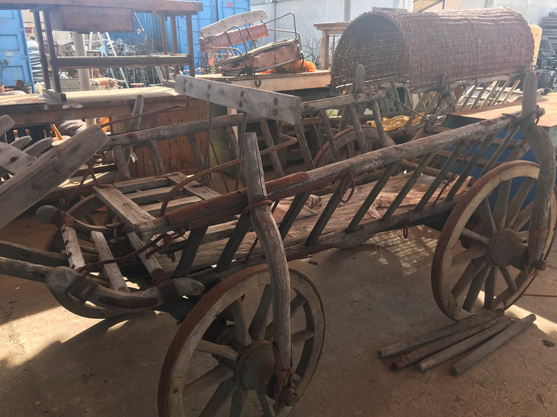 Vintage industrial European wooden horse Wagon cart #2423 Byron