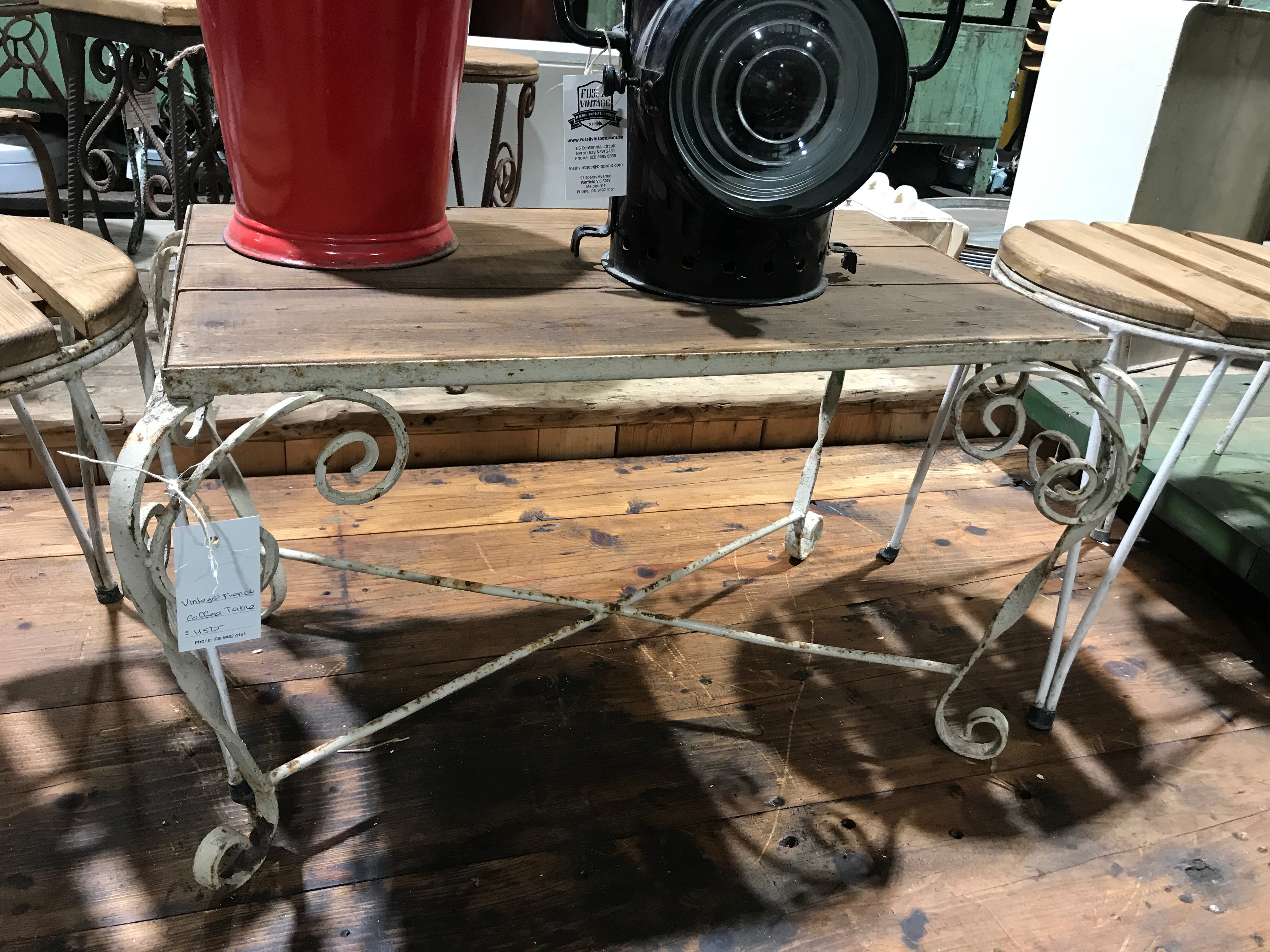 Vintage French iron small coffee table #2427