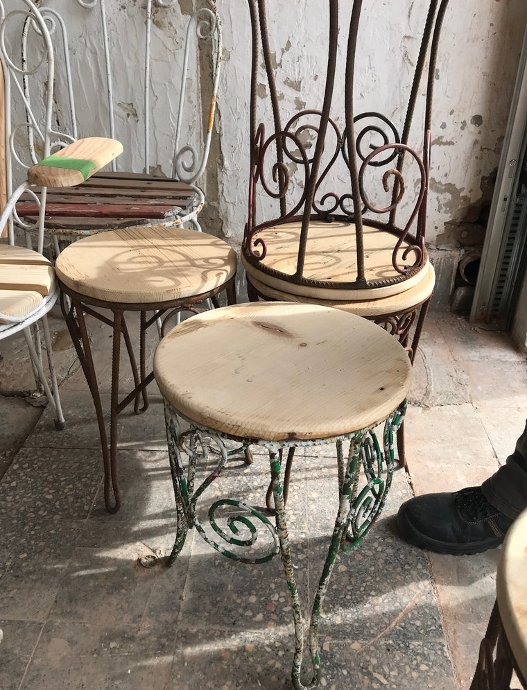 Vintage French iron small stool or side table #2428