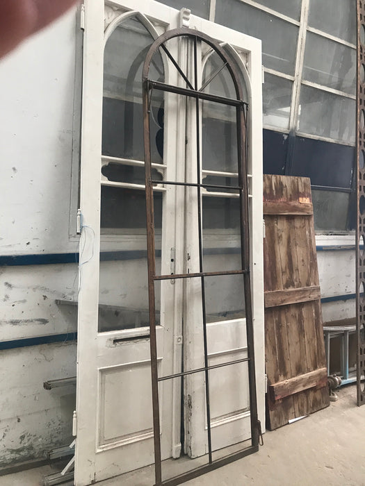 Vintage industrial European church cast iron window #2438