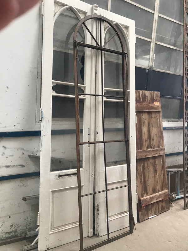 Vintage industrial European church cast iron window #2438