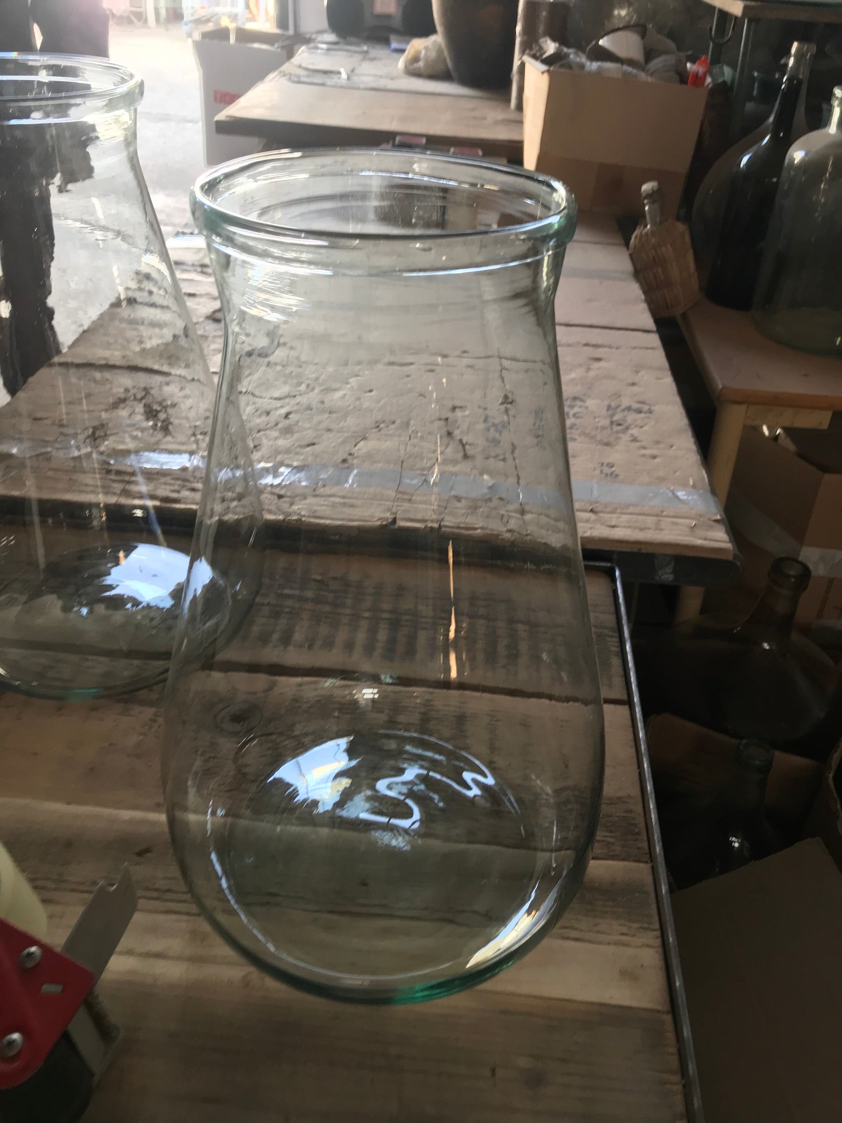 Vintage industrial European curve glass jars  #2443