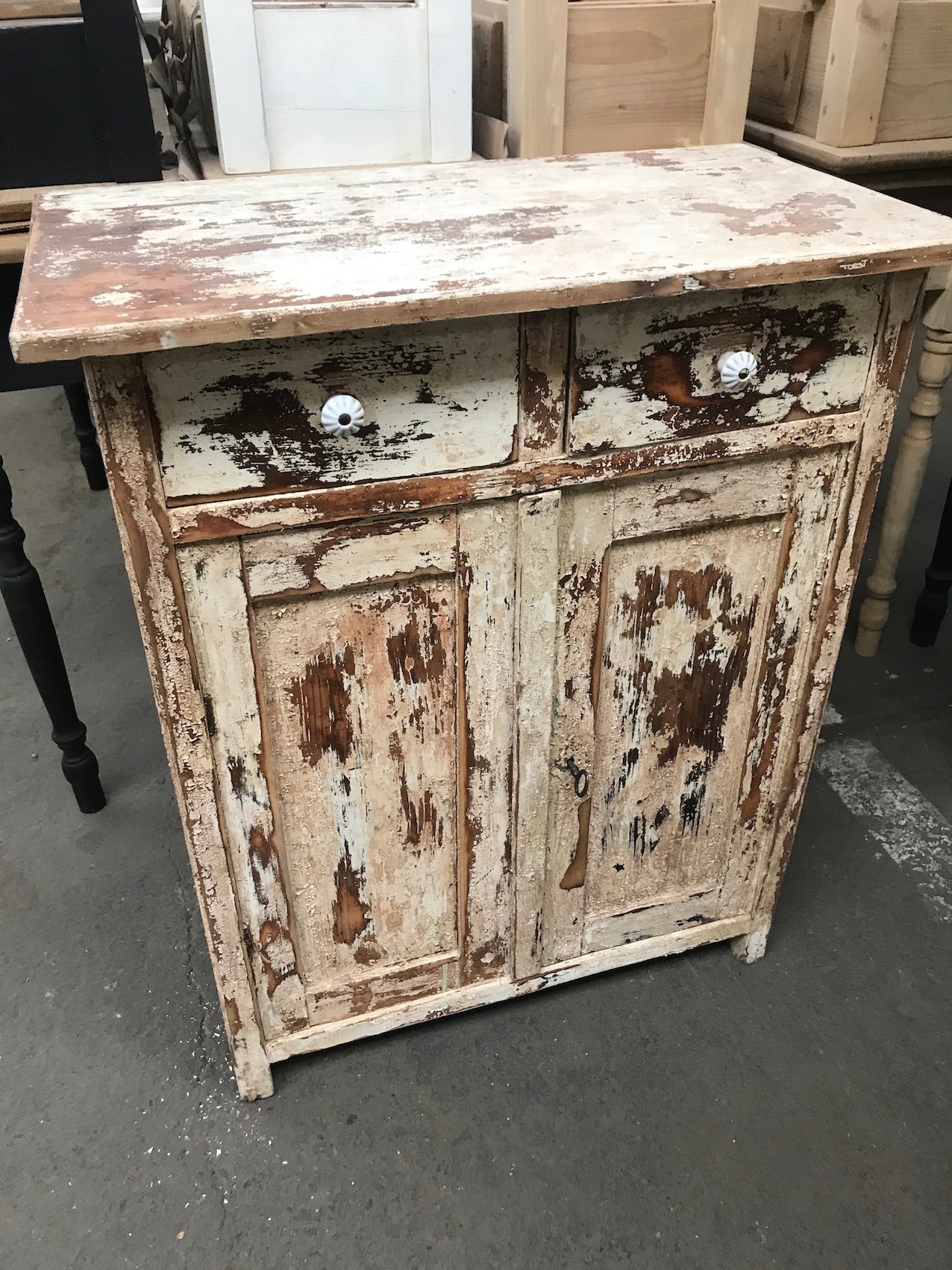 Vintage industrial European wooden  cabinet #2447