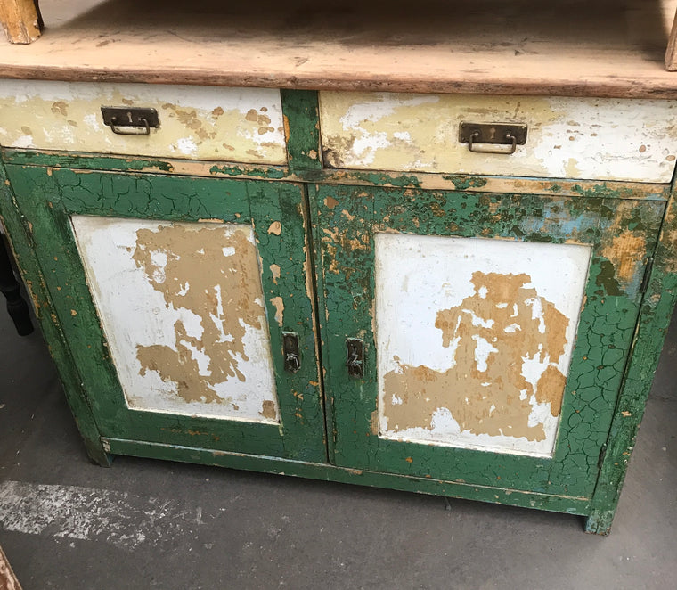 Vintage industrial European wooden  cabinet #2449