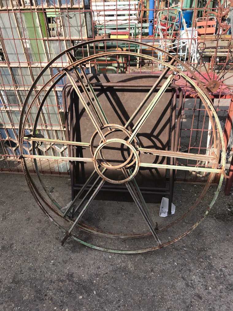 Vintage industrial European church cast iron window #2450