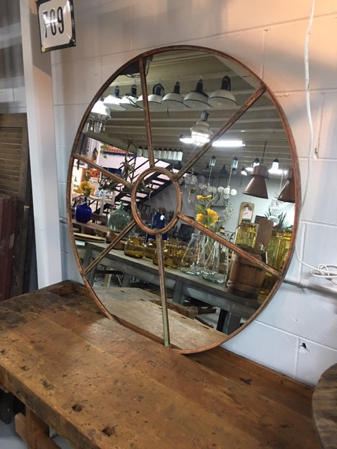 Vintage industrial European church cast iron window #2450 mirror