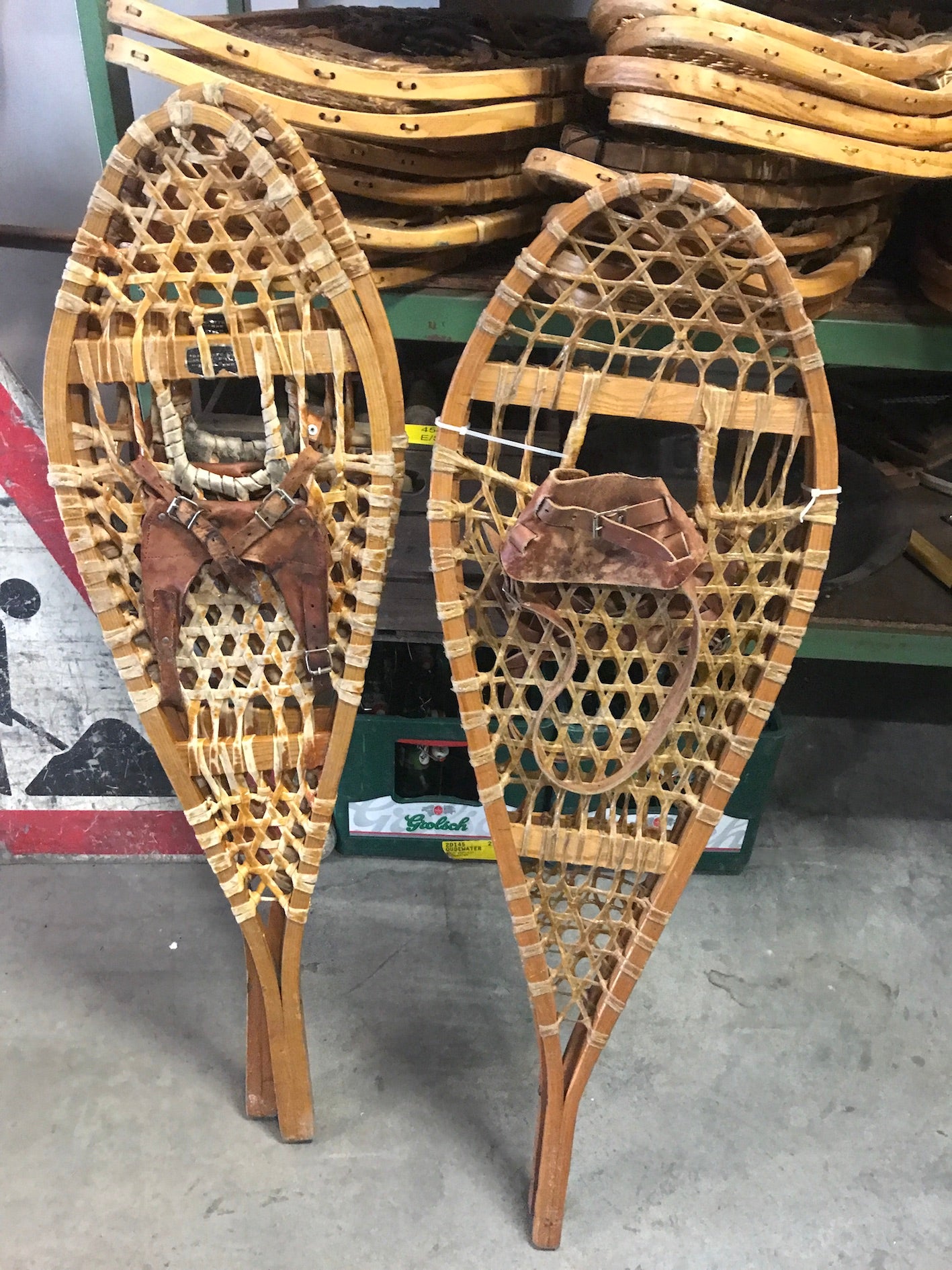 Vintage industrial French 1940s snow shoes #2456