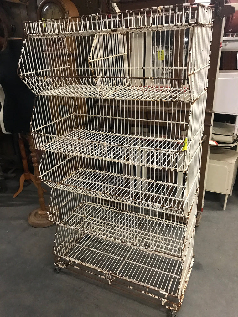 Vintage industrial French shop metal rack #2465.