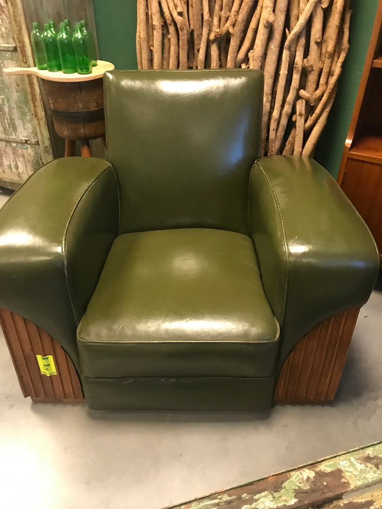 Vintage French 1940s Deco Leather Club Chairs  #2466 Byron