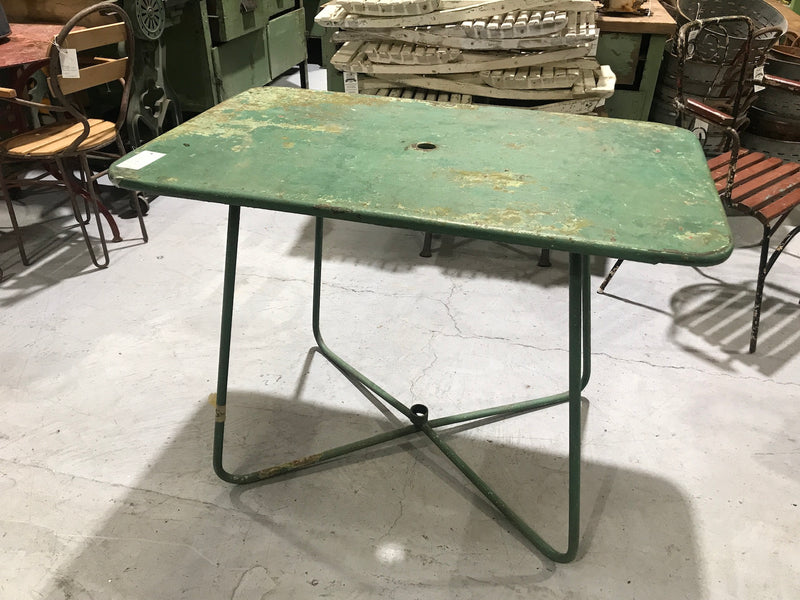 Vintage French metal cafe bistro table #2491
