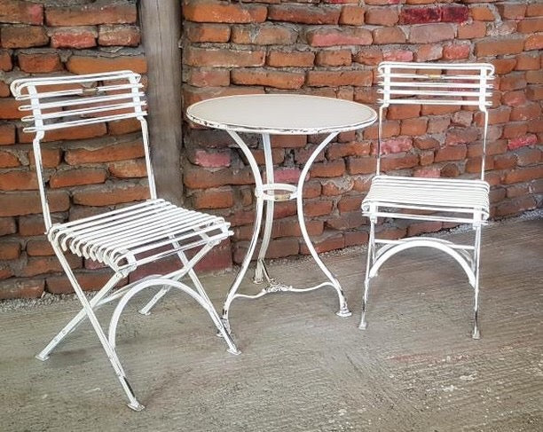 Vintage style French wrought iron Garden cafe bistro chairs  # 2497
