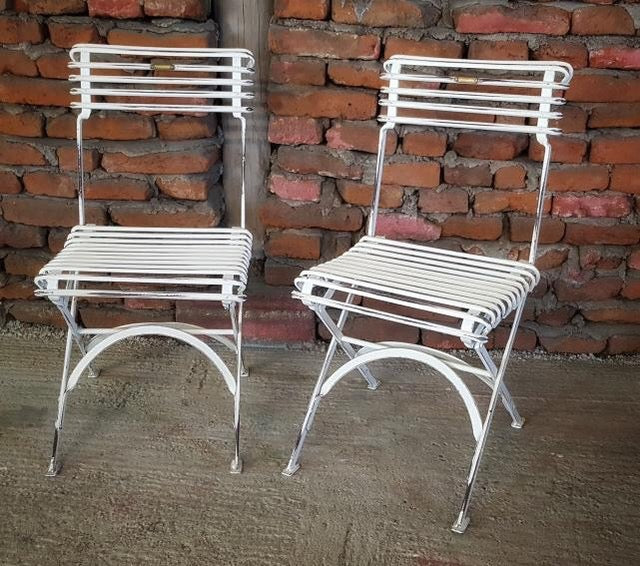 Vintage style French wrought iron Garden cafe bistro chairs  # 2497