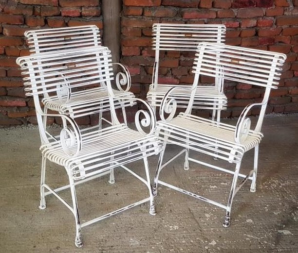 Vintage style French wrought iron Garden cafe bistro chairs  # 2500