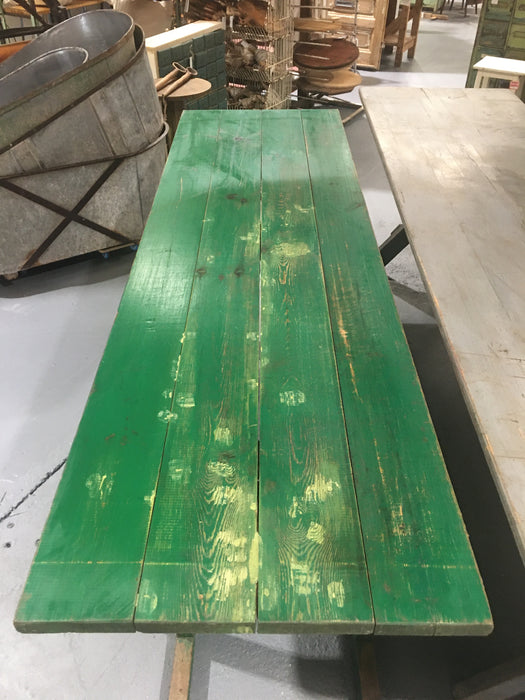 Vintage European Kitchen Farmhouse Trestle Table #B2666 Byron