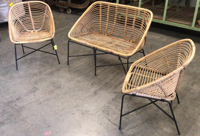 Vintage Mid Century Danish Basket chair set #B2537 BYRON
