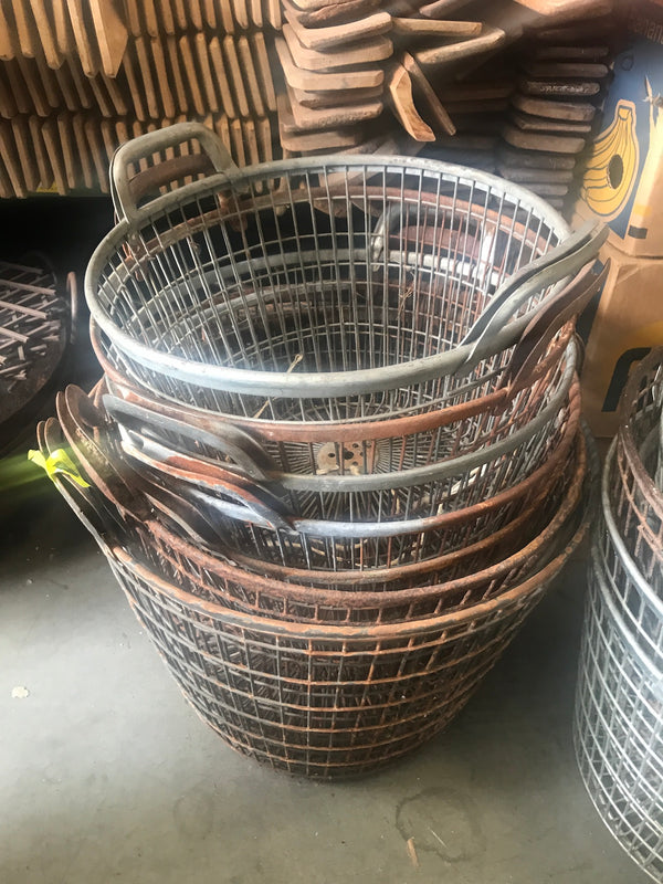 Vintage industrial wire mesh  basket #2546