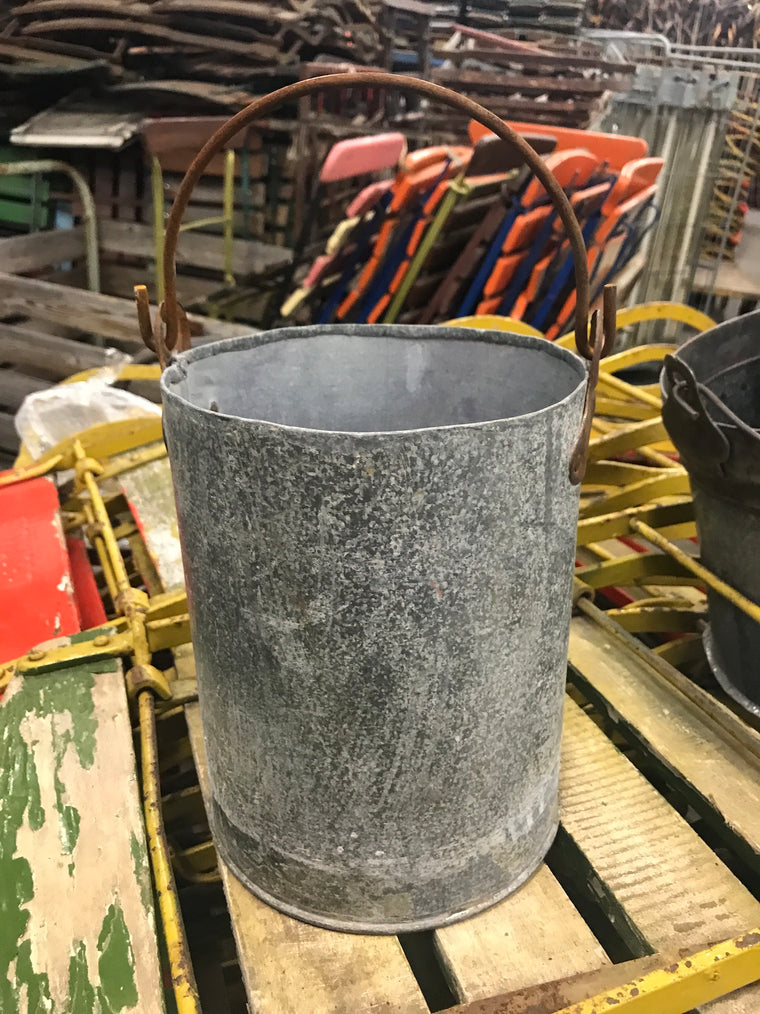 Vintage industrial European galvanised bucket planter #2548
