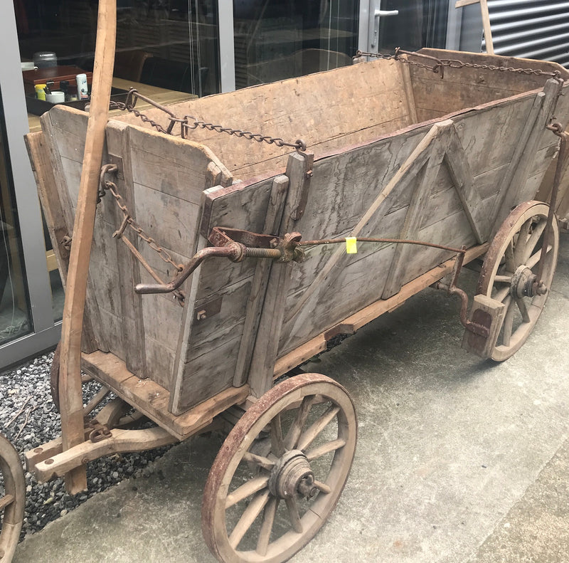 Vintage industrial European wooden pumpkin cart #2558 December container