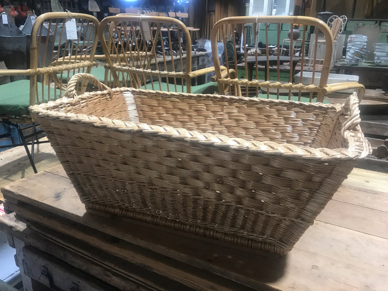 Vintage industrial French cane willow bakers basket  #2562/6