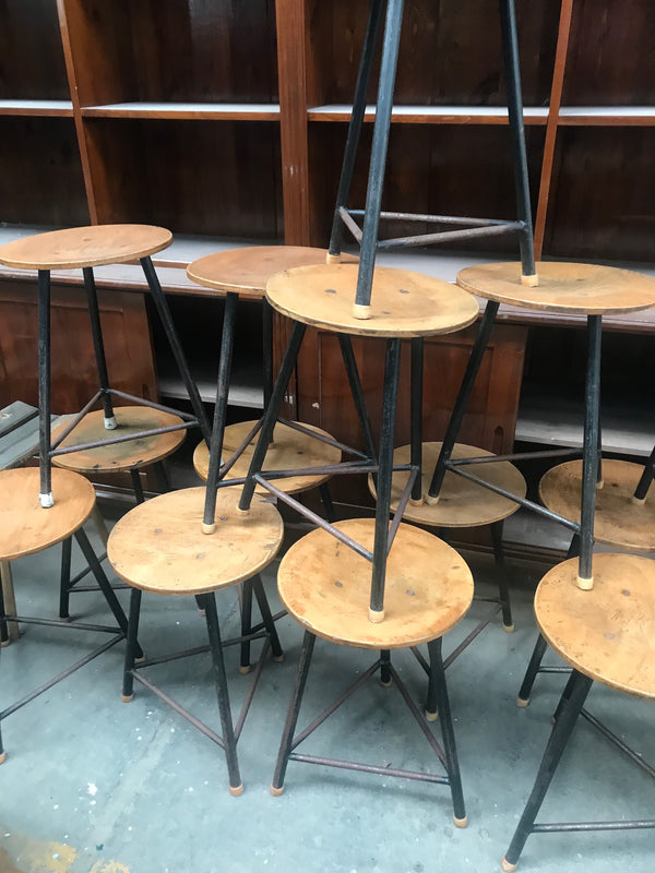 Vintage industrial Dutch hospital stool udjustable highet  #2584