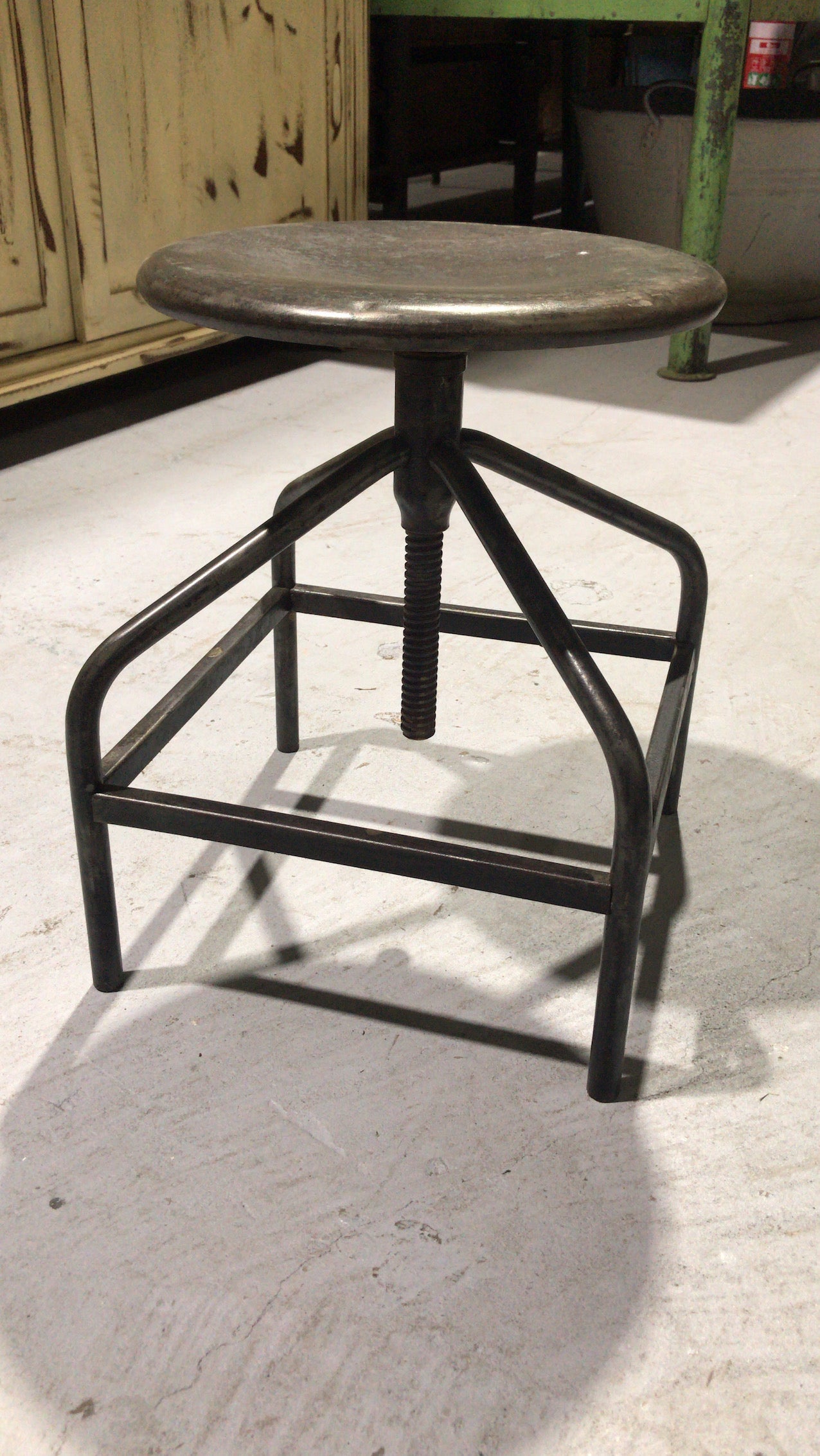 Vintage industrial Dutch hospital stool udjustable highet  #2586