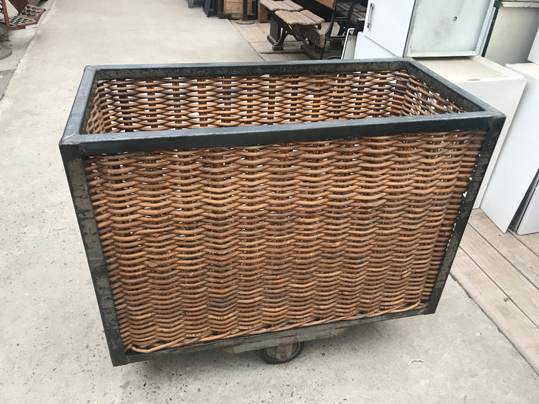 Vintage industrial French metal wicker bakers trolleys  #B2595 (2) Byron (Copy)