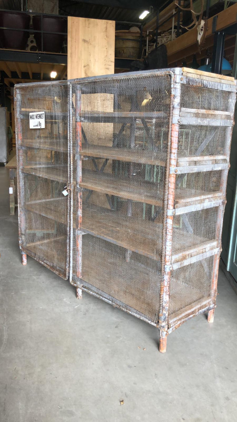 Vintage  Dutch Metal Mesh Wire Locker Cabinet  #2603
