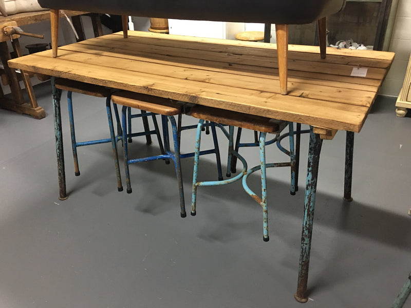 Vintage industrial Ukraine military canteen table #2627 6 seat Byron