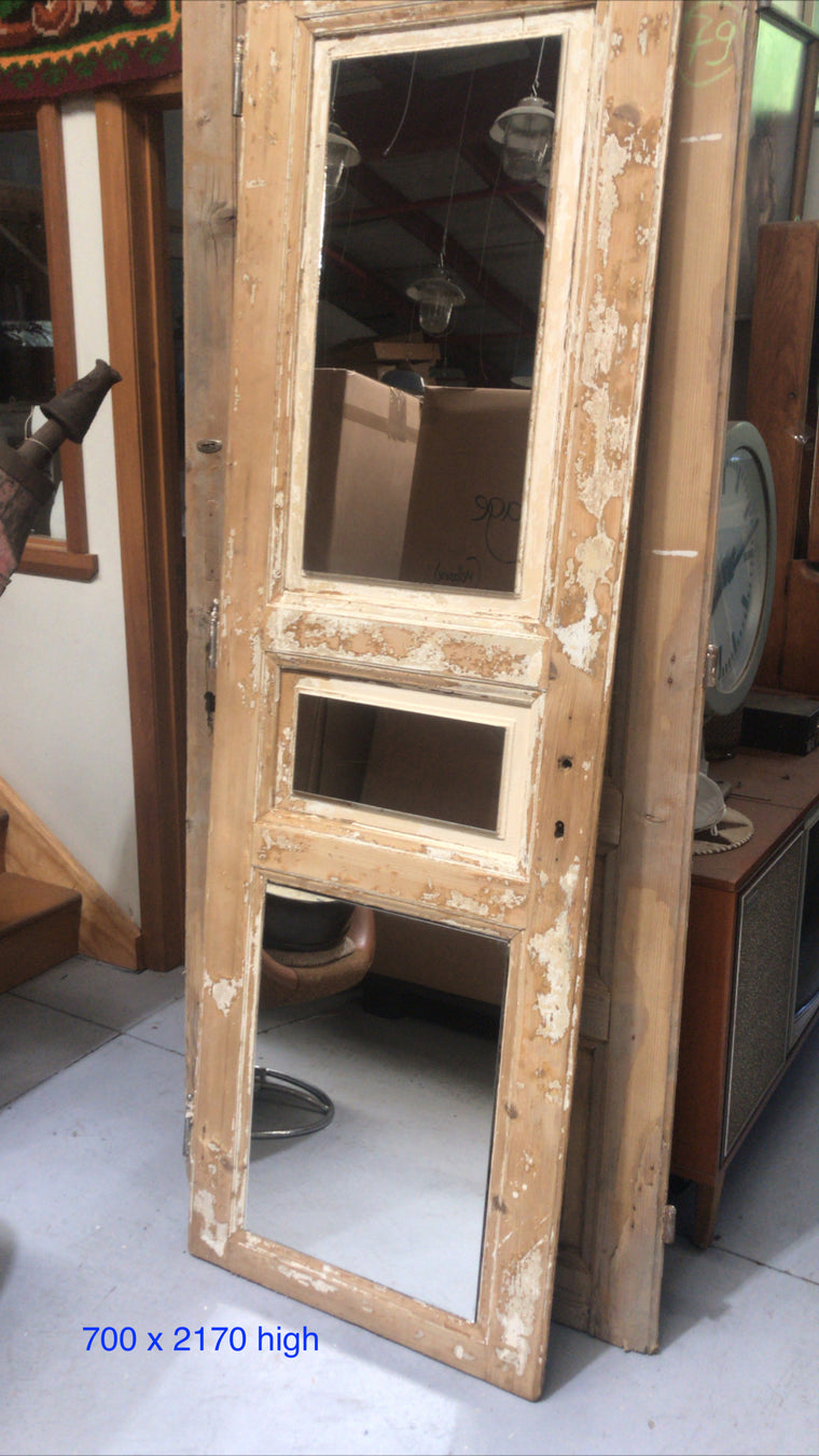 Vintage French wooden house door MIRROR # 2631