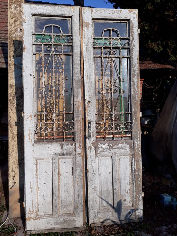 Vintage French wooden double house doors #B2663 BYRON