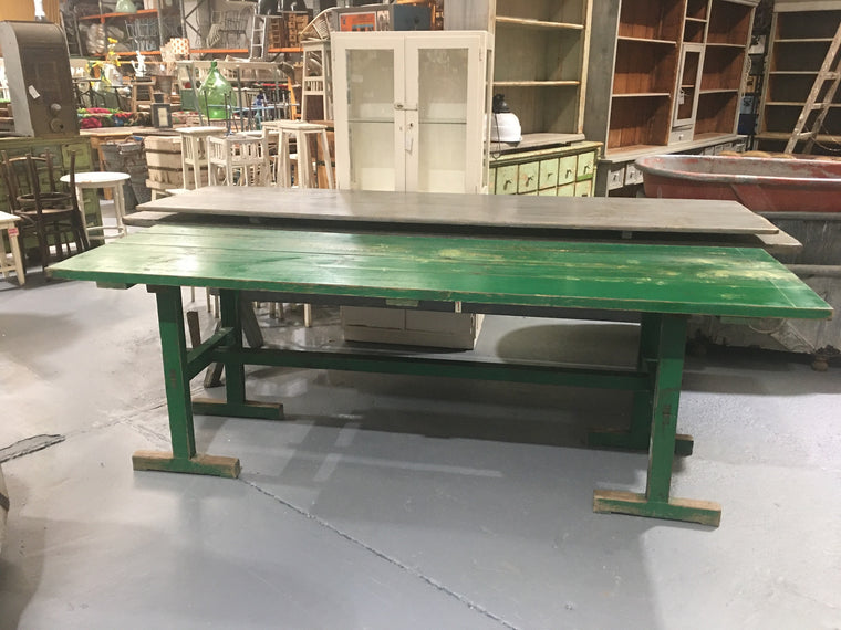 Vintage European Kitchen Farmhouse Trestle Table #B2666 Byron