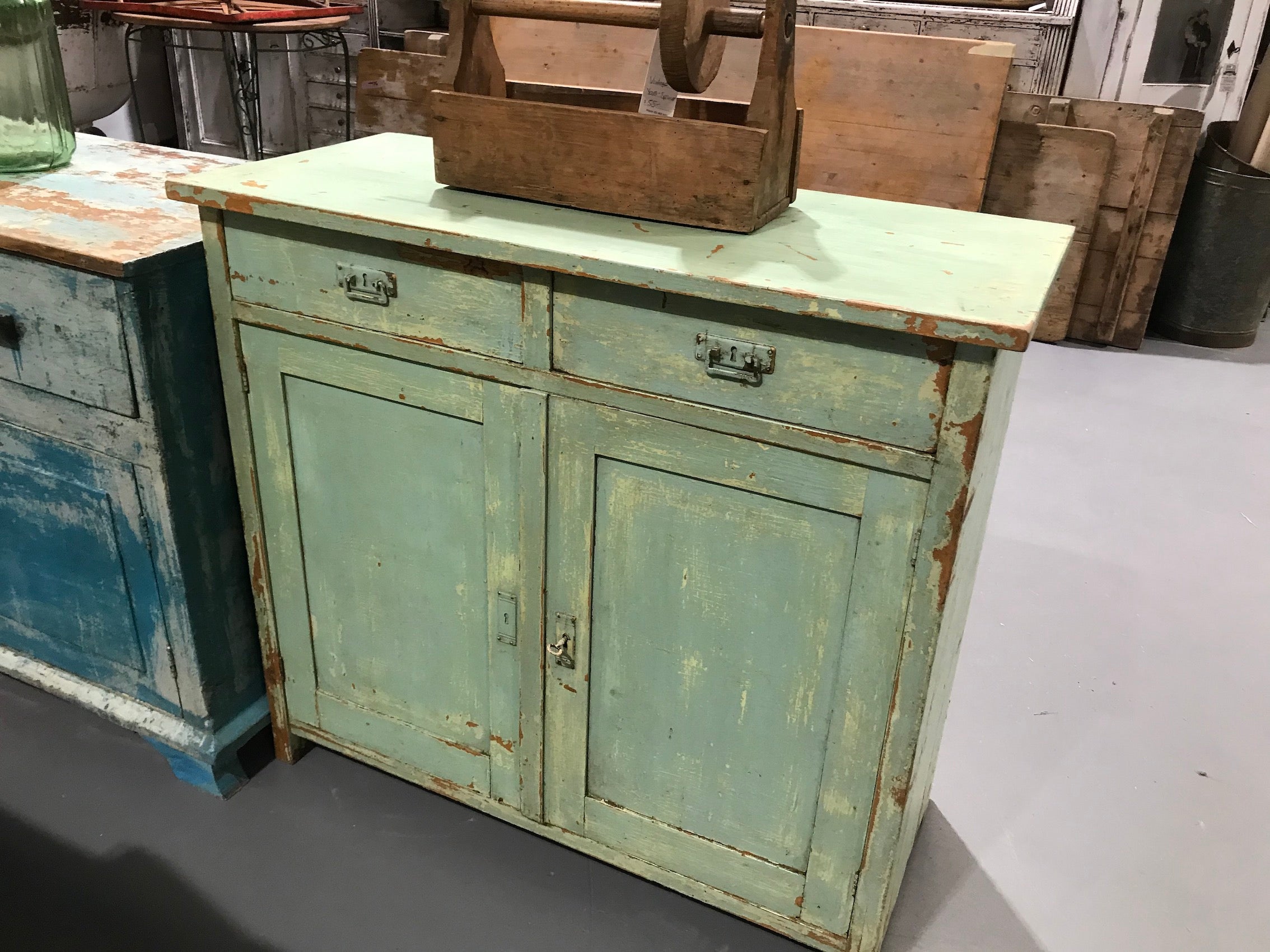 Vintage European wooden kitchen cabinet #2675
