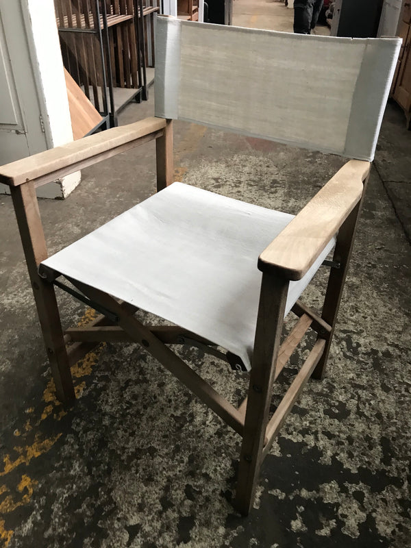 Vintage foldable directors chair with old linen fabric #2688 April container Byron