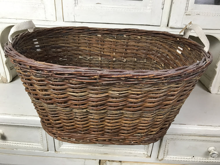Vintage industrial French bakers baskets cane willow #1304