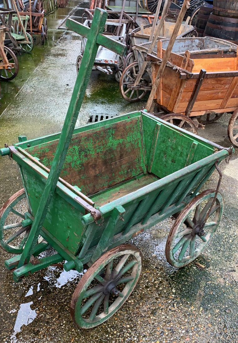Vintage European wooden pumpkin cart #2707