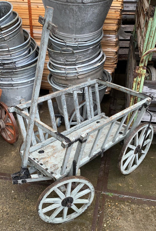 Vintage European wooden pumpkin cart #2708