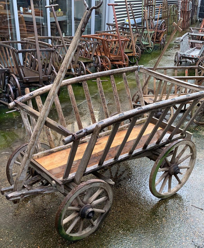 Vintage European wooden pumpkin cart #2709