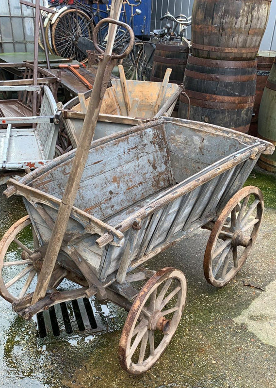 Vintage European wooden pumpkin cart #2710