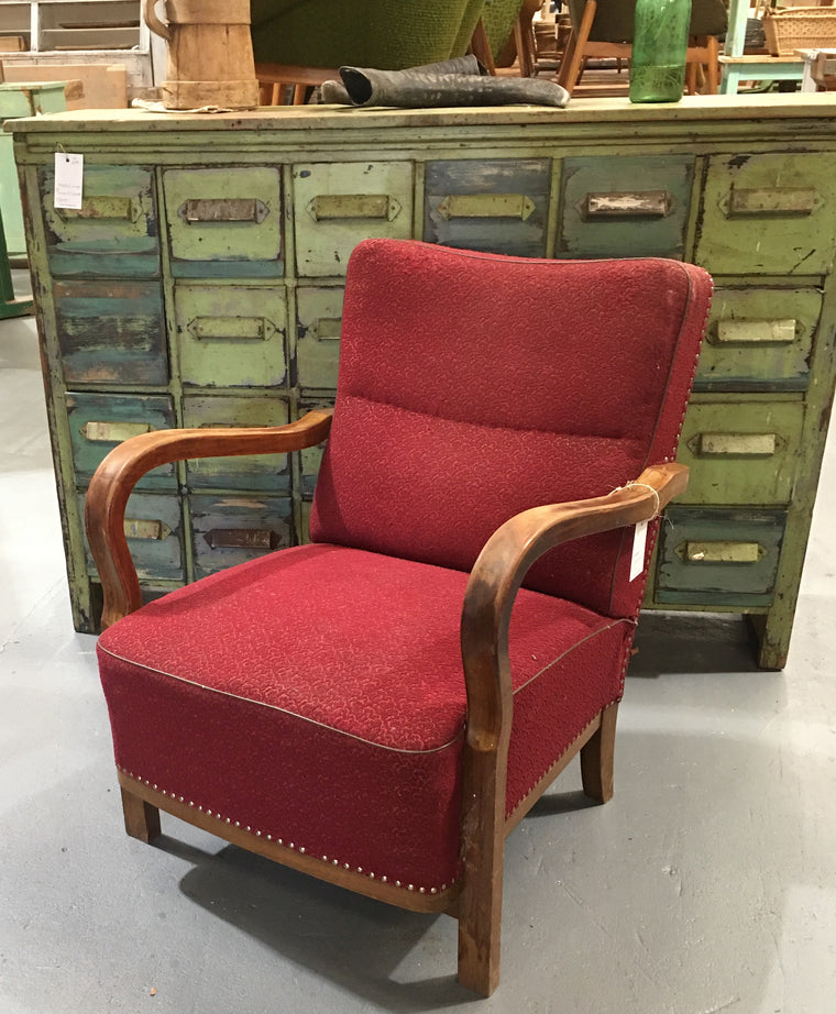 Vintage industrial Czech Halabala club chair  #2753