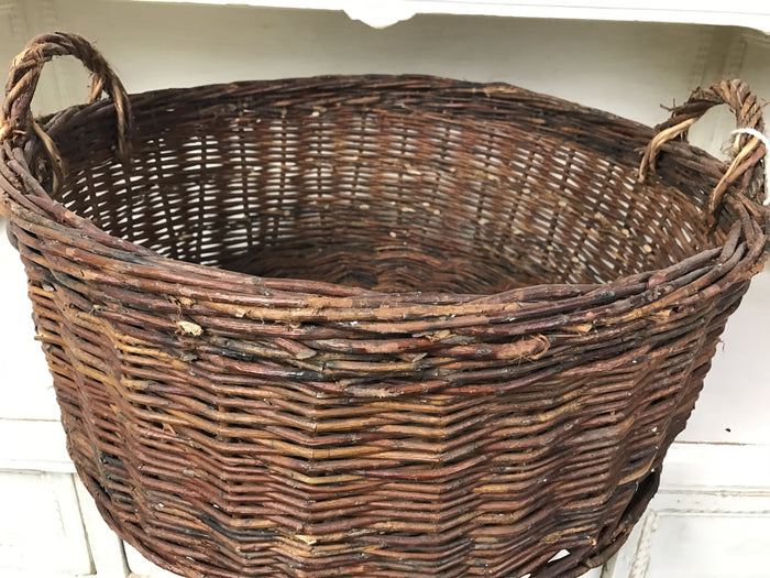 Vintage industrial French bakers baskets cane willow #1471