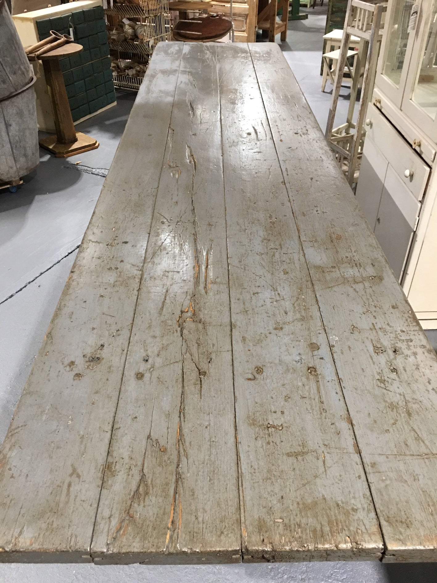 Vintage European kitchen farmhouse dining trestle tables #2667