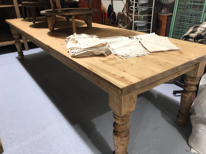 Vintage industrial European kitchen farmhouse dining table 3.35 long #1914