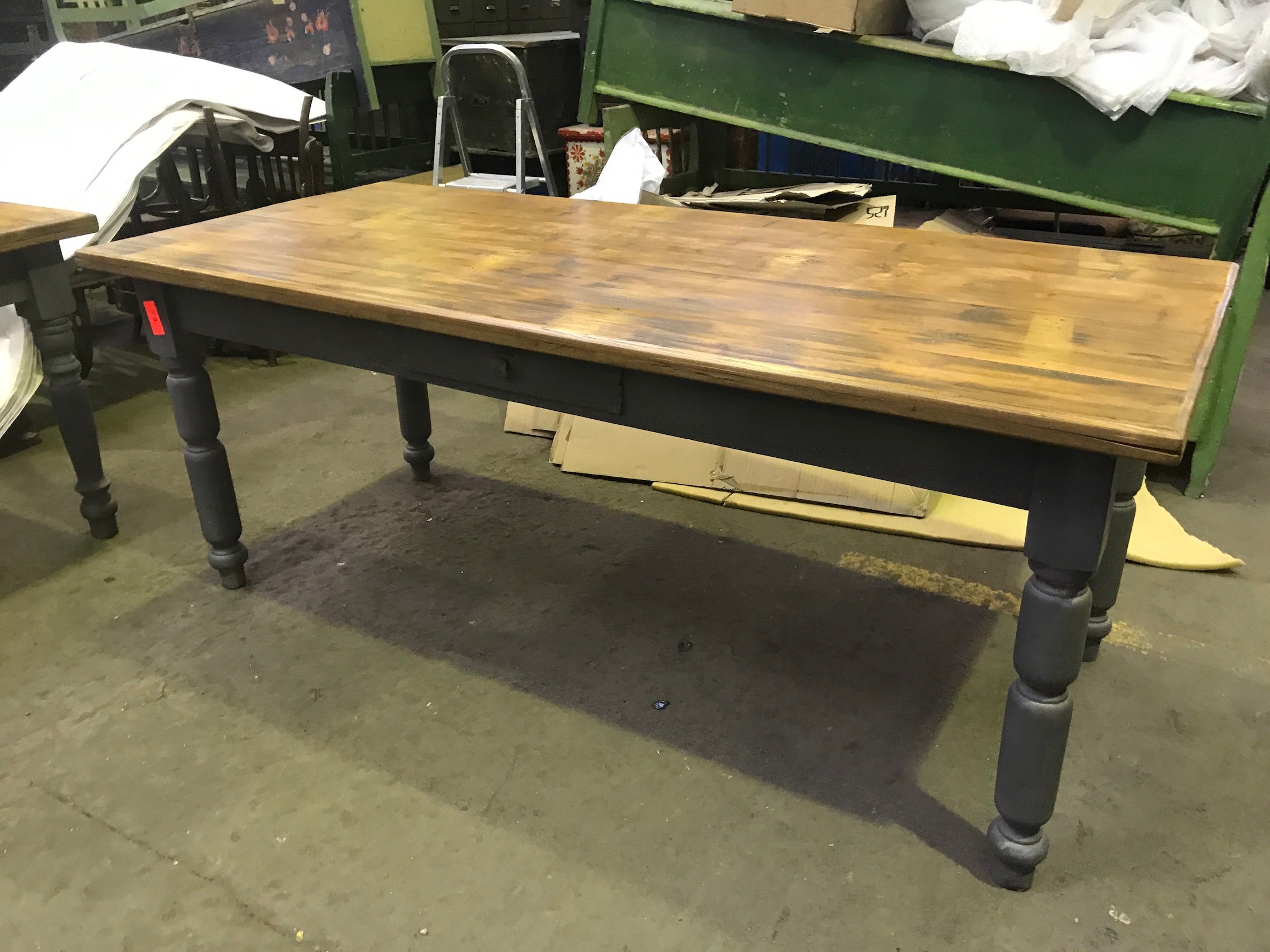Vintage industrial European FARM kitchen dining table #2265 2mt RL