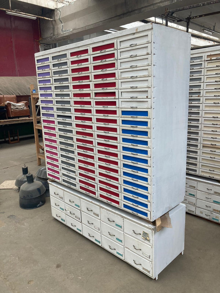 Vintage Industrial European  Wooden Bank of Drawers  # 3613 BYRON