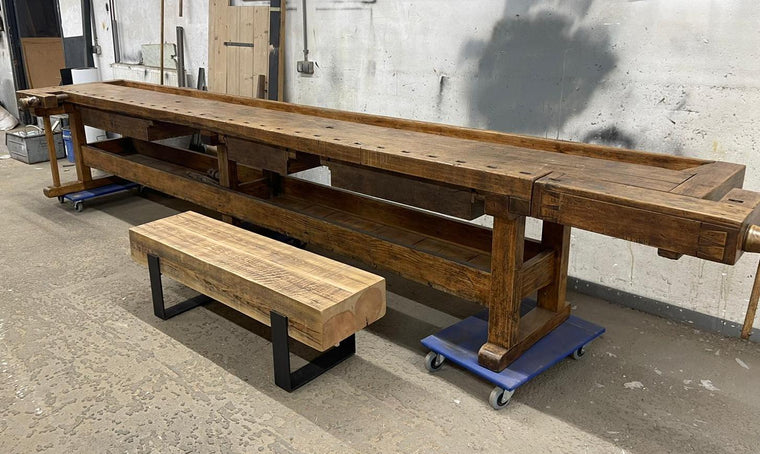 Vintage European Carpenters Woodworking Bench 1920s #3681