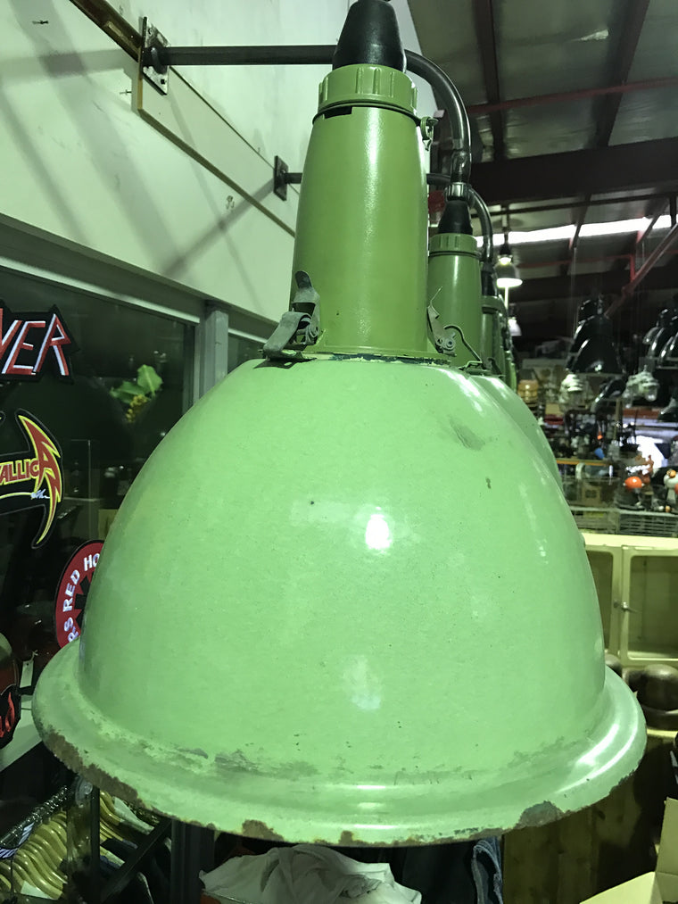 Vintage industrial Ukraine warehouse lights green #1535