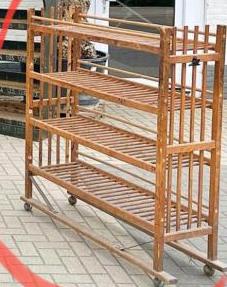 Vintage Industrial French  Wooden Bakers Rack #3708 Byron