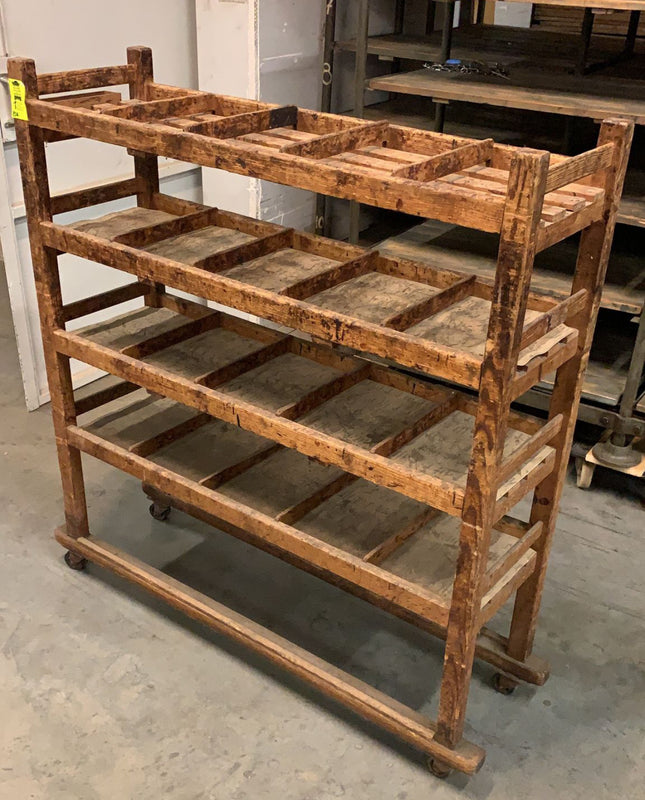 Vintage Industrial French  Wooden Shoe Rack #3714
