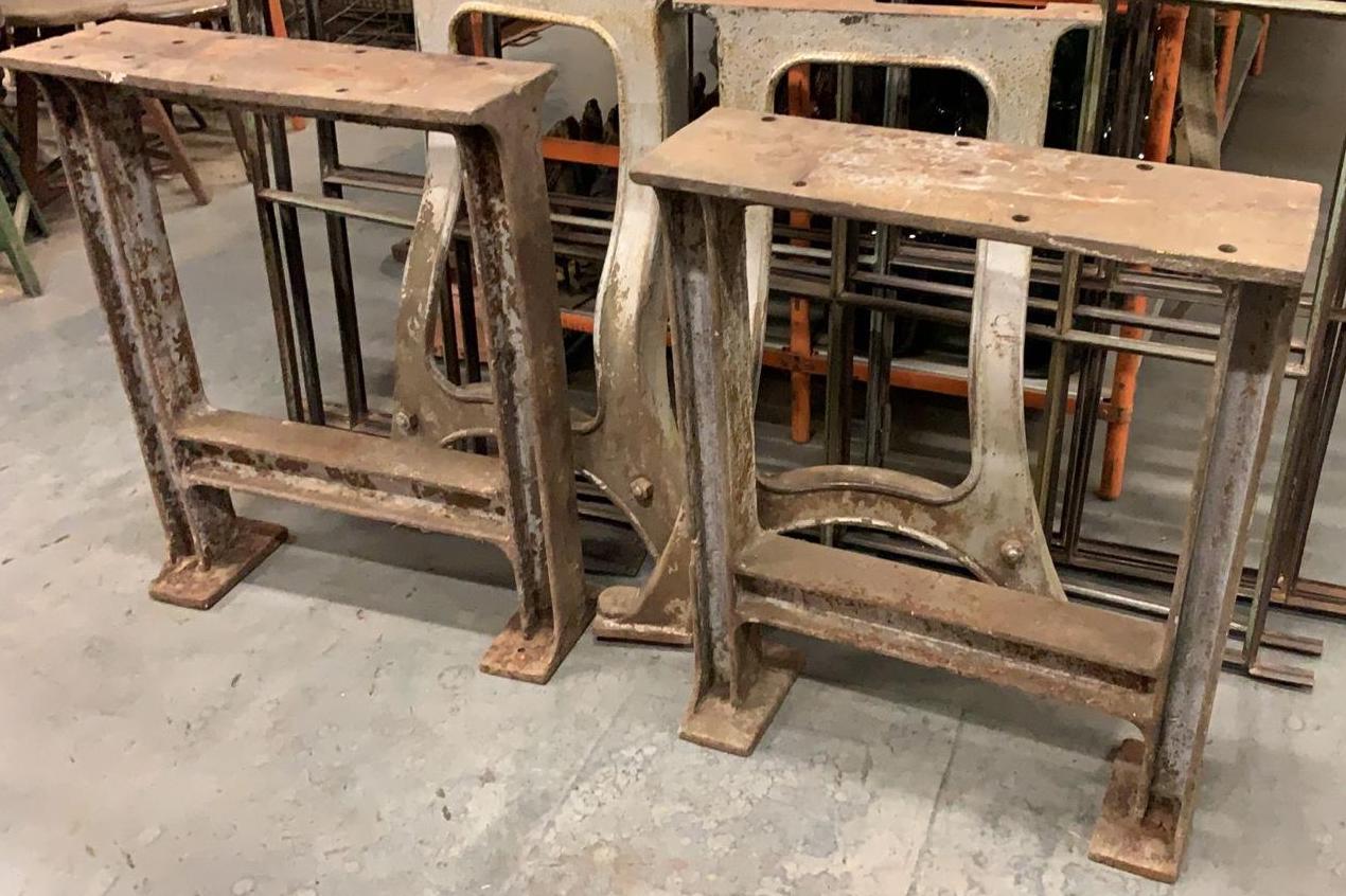 Vintage iIdustrial European Workbench Cast Iron Legs  #3718 HOLD TYSON WA
